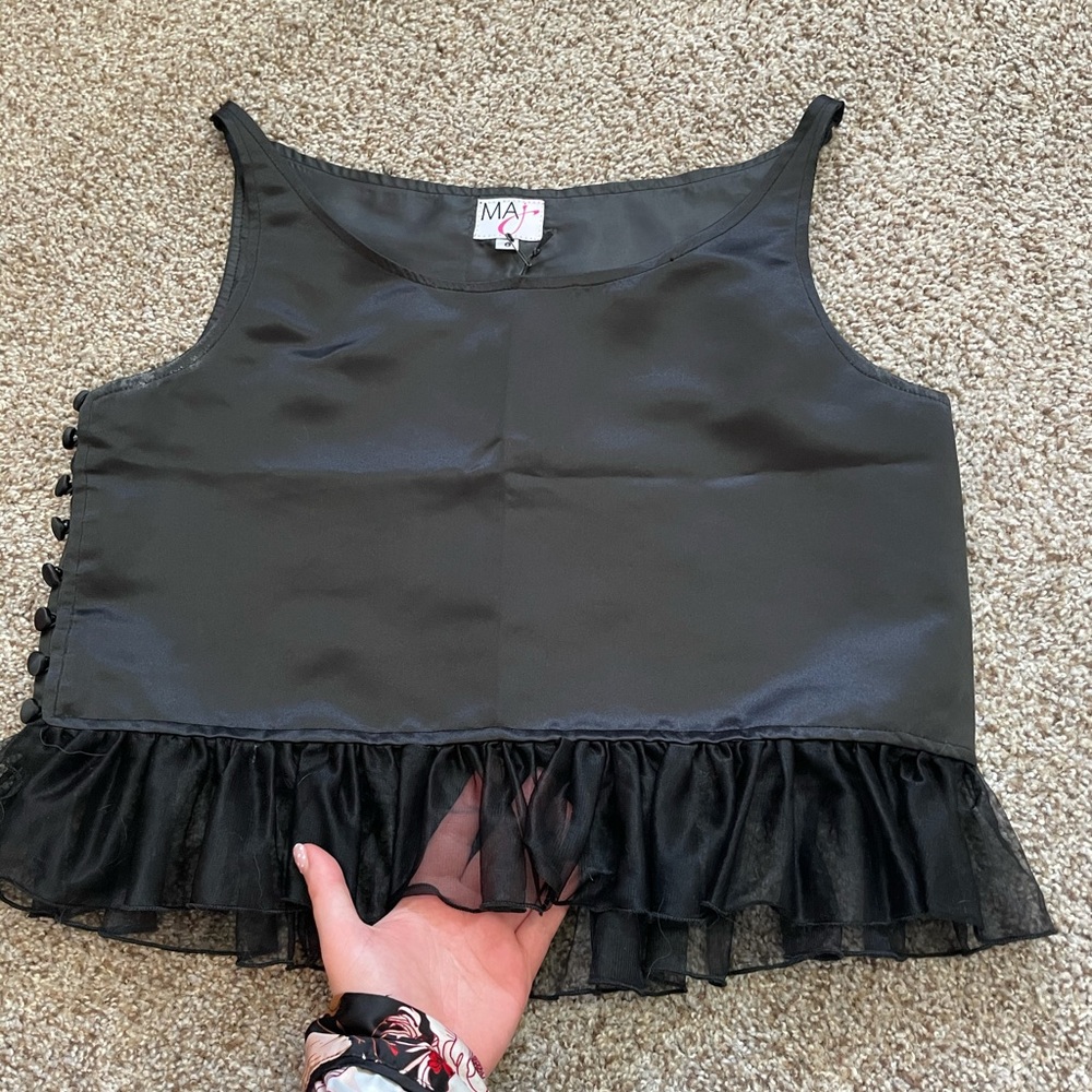 Crop top tank top with ruffles